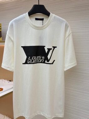 Louis Vuitton White Tee with Black LV Logo